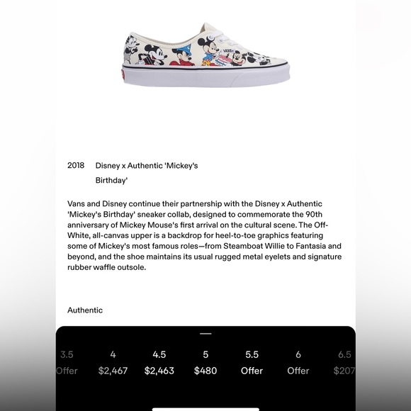 Vans Limited Edition x Disney Mickey Mouse 90th Birthday - M 5- W 6.5 - Picture 16 of 16